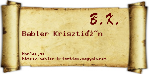 Babler Krisztián névjegykártya